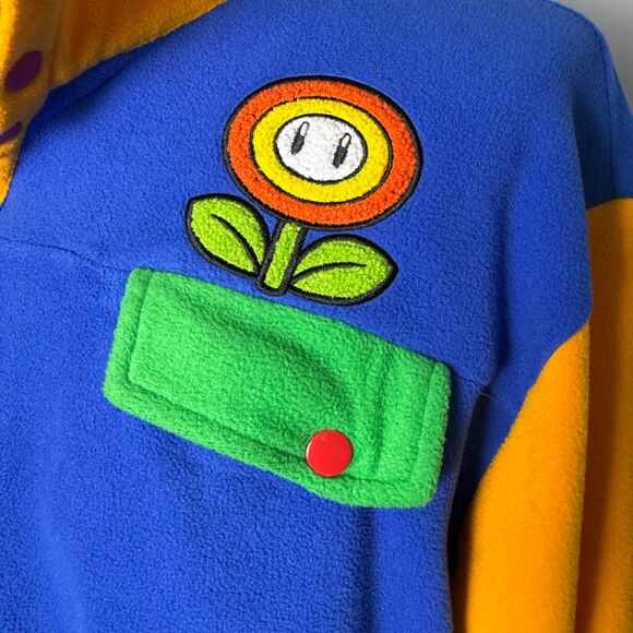 Nintendo Super Mario Icons Fleece Jacket Pullover Mens 3XL Color Block Box Lunch - Picture 5 of 15